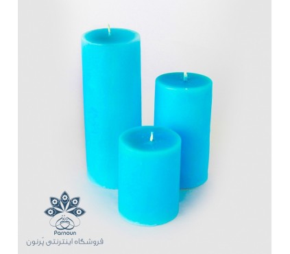 ست کامل شمع استوانه قطر 5/5 سانت رنگی آبی