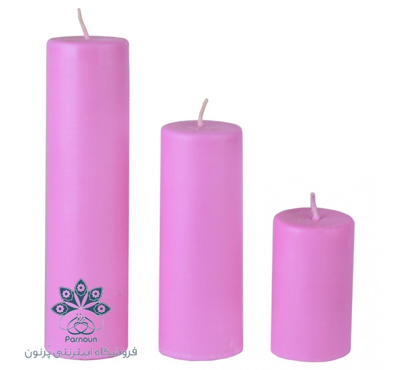 ست کامل شمع استوانه قطر 4 سانت رنگی یاسی