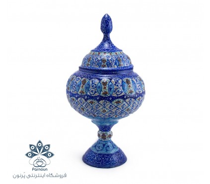 شکلات خوری مسی میناکاری شده اصفهان با ارتفاع 30 سانتیمتر و دور بدنه 48 سانتیمتری 