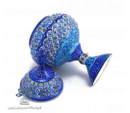 شکلات خوری مسی میناکاری شده اصفهان با ارتفاع 30 سانتیمتر و دور بدنه 48 سانتیمتری 