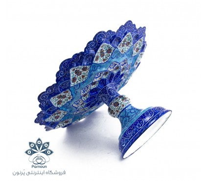 شیرینی خوری میناکاری با دهانه 24 سانتیمتر و ارتفاع 13 سانتی