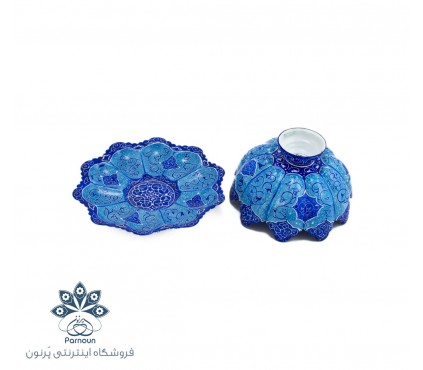 کاسه بشقاب میناکاری 16 سانتیمتری طرح اسلیمی