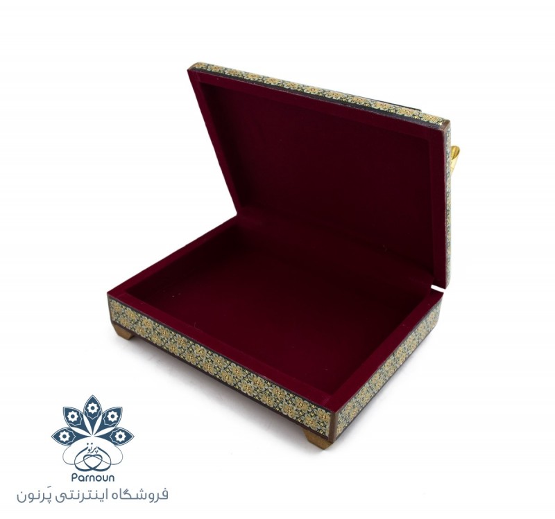 جا خودکاری خاتم و نقاشی طرح جعبه ای- دارای 2 جای خودکار و برگه یاداشت