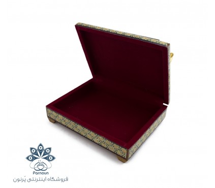 جا خودکاری خاتم و نقاشی طرح جعبه ای- دارای 2 جای خودکار و برگه یاداشت