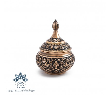 قندان مسی قلمزنی شده 15 سانتی اصفهان