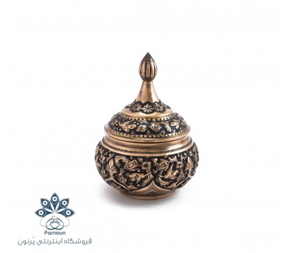 قندان مسی قلمزنی شده 15 سانتی اصفهان