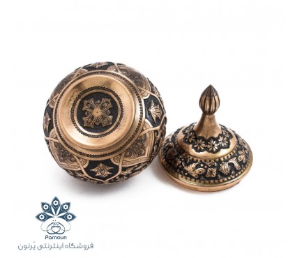 قندان مسی قلمزنی شده 15 سانتی اصفهان