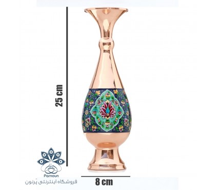 گلدان صُراحی مس و پرداز میراث سایز 3 کد mp 043