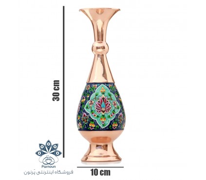 گلدان صُراحی مس و پرداز میراث سایز 4 کد mp 044