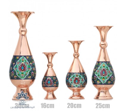 گلدان صُراحی مس و پرداز میراث سایز 4 کد mp 044