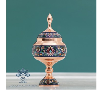 شکلات خوری23 سانتی متری پایه دار مس و پرداز میراث کد mp 052