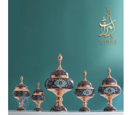 شکلات خوری پایه دار مس و نقاشی میراث کد mp 054