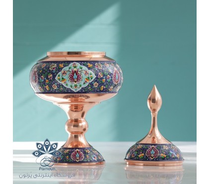 شکلات خوری مس و پرداز پایه دار میراث کد mp 056