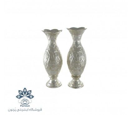 گلدان قلمزنی نقره نما 17 سانتیمتری