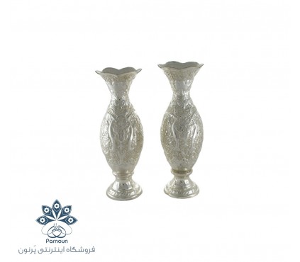 گلدان قلمزنی نقره نما 17 سانتیمتری
