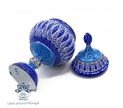 قندان  یا شکلات خوری پایه دار میناکاری اصفهان