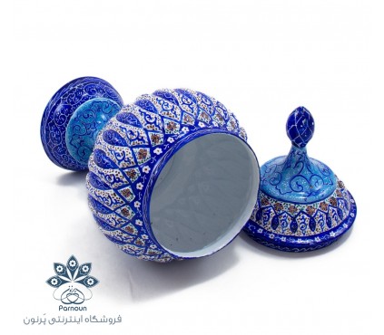 قندان  یا شکلات خوری پایه دار میناکاری اصفهان