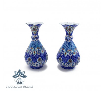 گلدان تنه گرد میناکاری اصفهان با ارتفاع 16 سانت در 3 طرح زیبا