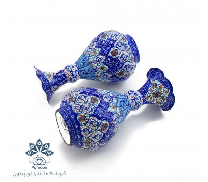 گلدان تنه گرد میناکاری اصفهان با ارتفاع 16 سانت در 3 طرح زیبا