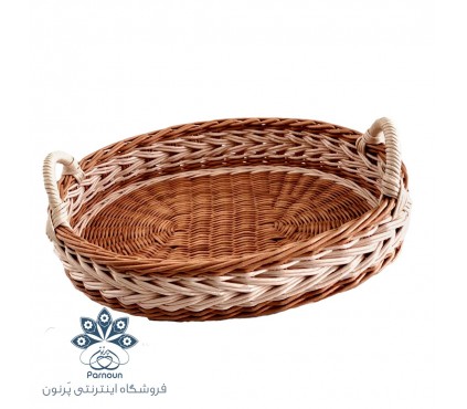 سینی حصیری بیضی دسته‌دار