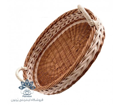 سینی حصیری بیضی دسته‌دار