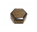 جعبه جواهرات چوبی 5 ضلعی خاتم اصفهان با پوشش مخمل سرخ