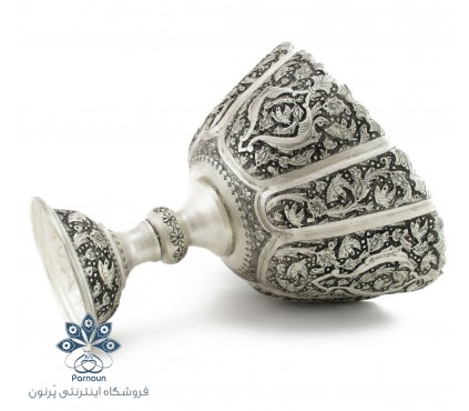 ظرف آجیل و میوه  قلمزنی شده طرح نقره مدل کشکولی 