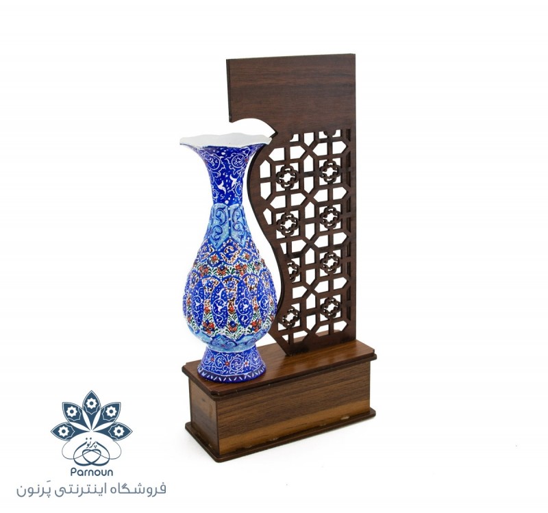 تندیس گلدان میناکاری با ارتفاع 16 سانتیمتر