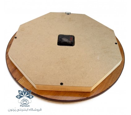 ساعت خاتم و نقاشی مدل گرد با  قطر 43 سانت ساخته شده با چوب گردو