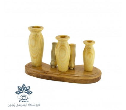 قلمدان چوبی رومیزی طرح 3 گلدان 