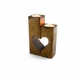شمعدان چوبی  2 تیکه طرح قلب با ارتفاع 15 سانتیمتر