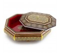 شکلات خوری 8 ضلعی چوبی خاتم‌کاری شده اصفهان با پوشش مخمل قرمز