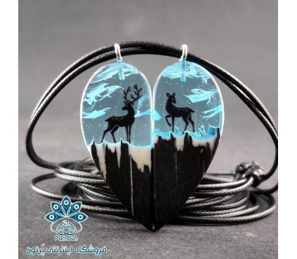 گردنبند 2 نفره چوب و رزین مگنتی  و شبتاب