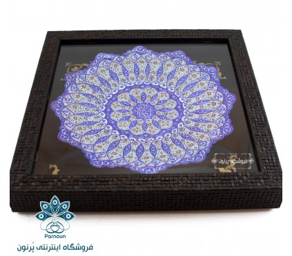 بشقاب مینا کاری 25 سانتیمتری  با قاب