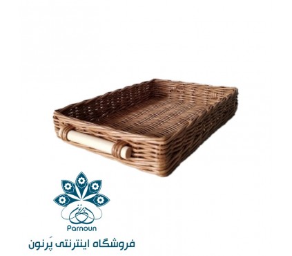 سینی حصیری دسته چوبی