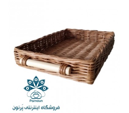 سینی حصیری دسته چوبی