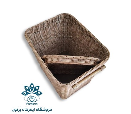 سبدحصیری با دستگیره چوبی 