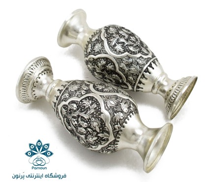 گلدان 19 سانتی طرح نقره قلمزنی