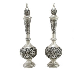 تُنگ طرح نقره قلمزنی گل و مرغ