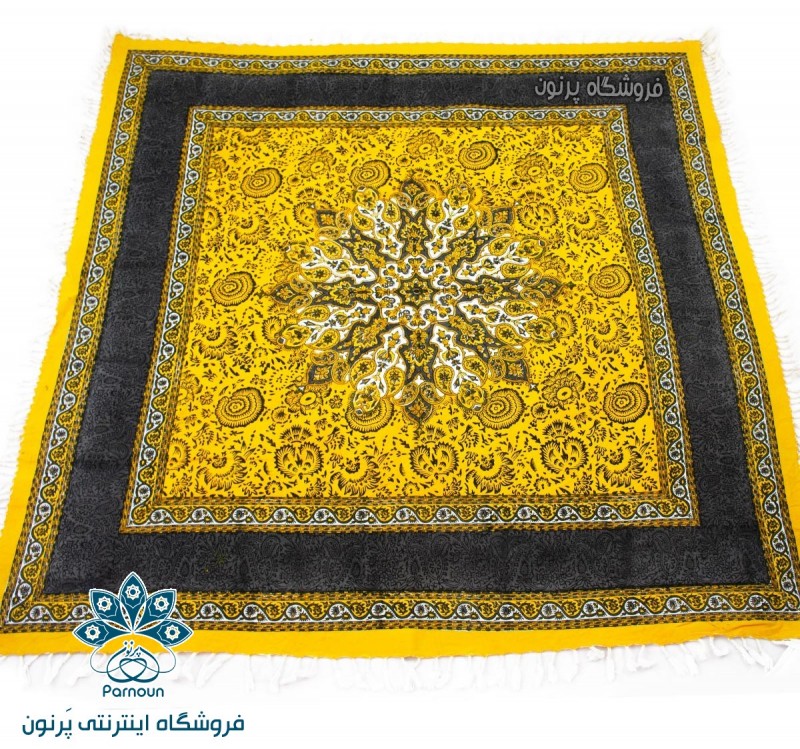 رومیزی قلمکاری اصفهان طرح ترنج در 4 رنگ ابعاد 1 در 1 متر