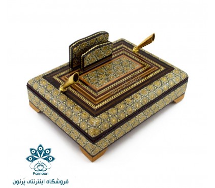 جا قلمی رومیزی خاتم طرح جعبه‌ای