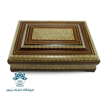 جعبه چوبی خاتم 35 در 25 سانتی (جا قرآنی)