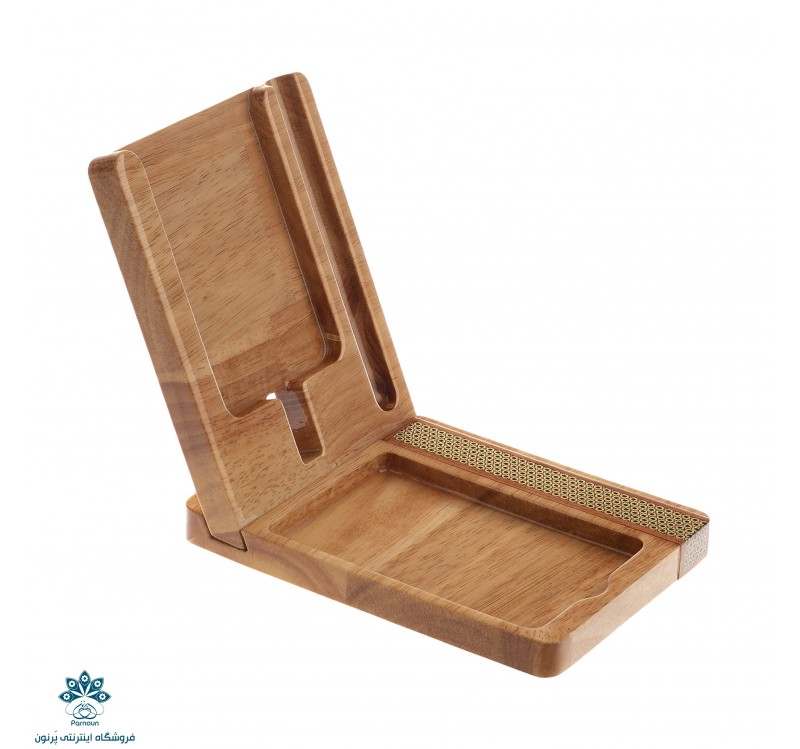 استند چوبی موبایل کوچک طرح خاتم کندویی فرانام