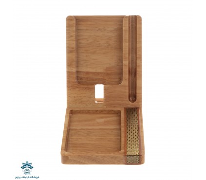 استند چوبی موبایل کوچک طرح خاتم کندویی فرانام