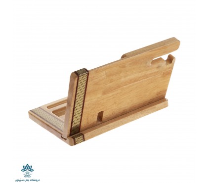 استند موبایل چوبی دور خاتم طرح کندویی