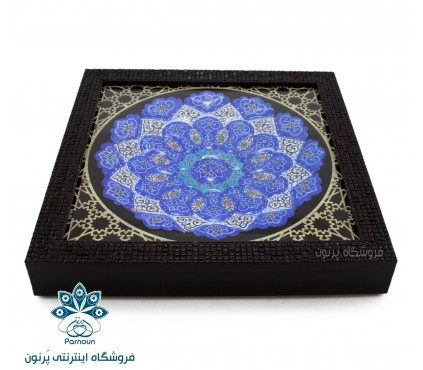 بشقاب مینا کاری 25 سانتیمتری  با قاب