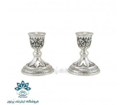 شمعدان طرح نقره پایه کوتاه