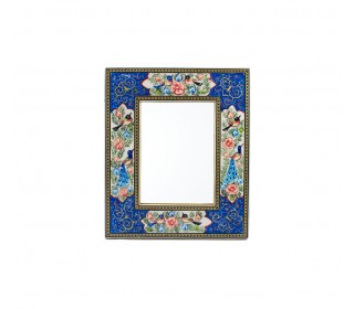 آینه سنتی رومیزی با قاب چوبی خاتم و نقاشی شده 28 در 3 سانتیمتری