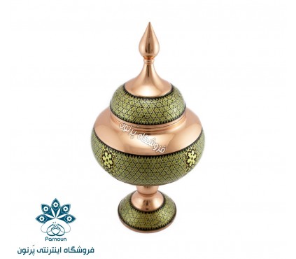 شکلات خوری مسی خاتم‌کاری شده 25 سانتی