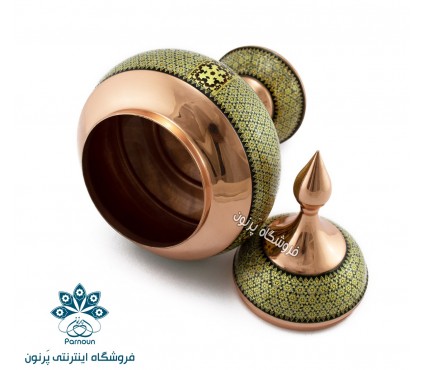 شکلات خوری مسی خاتم‌کاری شده 25 سانتی